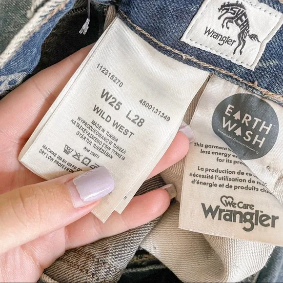 NWT Wrangler x Free People Wild West High Rise Straight Jeans Peach Tint - Picture 11 of 13